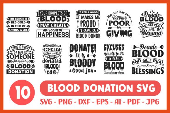 Blood Donate SVG Quote Typography Bundle: Graphics for Crafts & Cause-Driven Brands