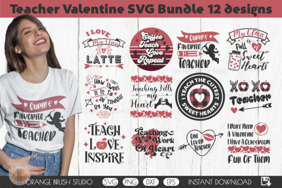 Valentines Day Teacher SVG Quotes Bundle: Graphics for Crafts